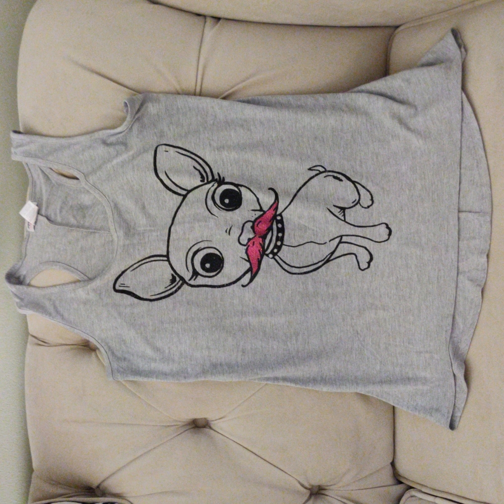Gray Tank Top with Dog w/ Mustache, Used, Appropriate Behavior, M